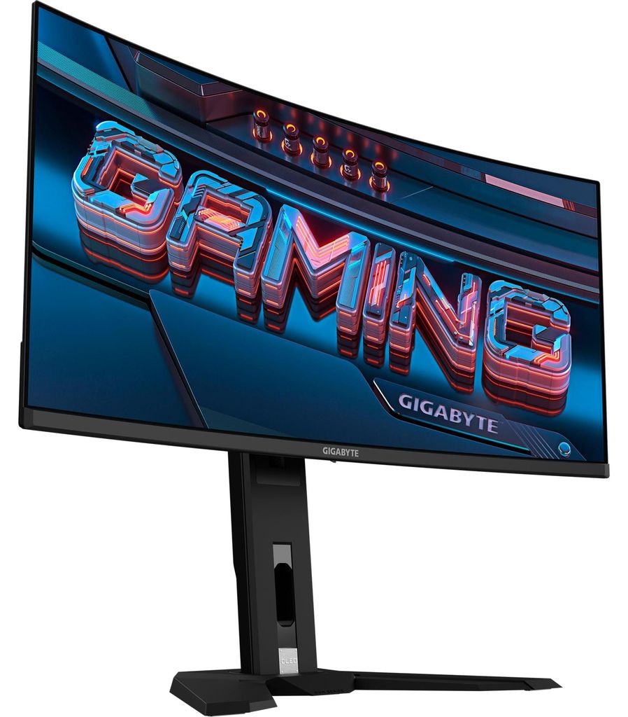 Gigabyte OLED WQHD Curved Gaming Monitor MO34WQC2 - 34 Zoll, 3440 x 1440, 240Hz, 0,03ms, KVM, 250 cd/m², FreeSync Premium Pro, DisplayHDR True Black 400, HDMI 2.1, Displayport 1.4, 86,4 cm (34"), 3440 x 1440 Pixel, Wide Quad HD, OLED, 0,03 ms, Schwarz