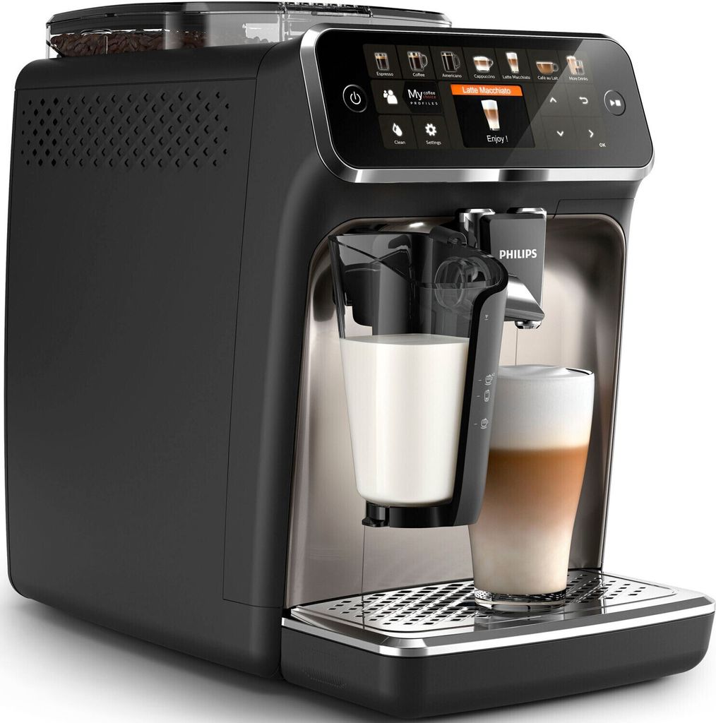 Philips 5400 Series EP5447/90 Kaffeevollautomaten, Espressomaschine, 1,8 l, Kaffeebohnen, Eingebautes Mahlwerk, 1500 W, Schwarz, Chrom
