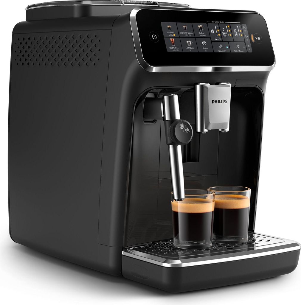 Philips Kaffeevollautomat Serie 3200, 5 Kaffeeeinstellungen, LatteGo - Milchsystem, Touch - Display, schwarz (EP3321/40)