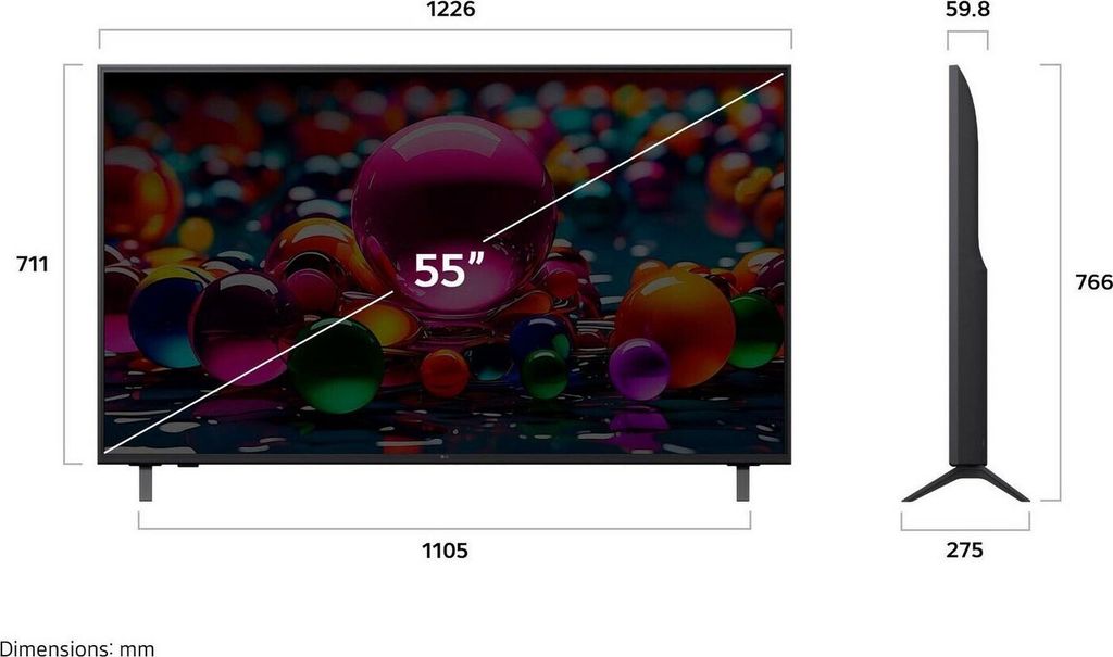 LG UHD AI 55UA75006LA, 139,7 cm (55"), 3840 x 2160 Pixel, LED, Smart - TV, WLAN, Schwarz