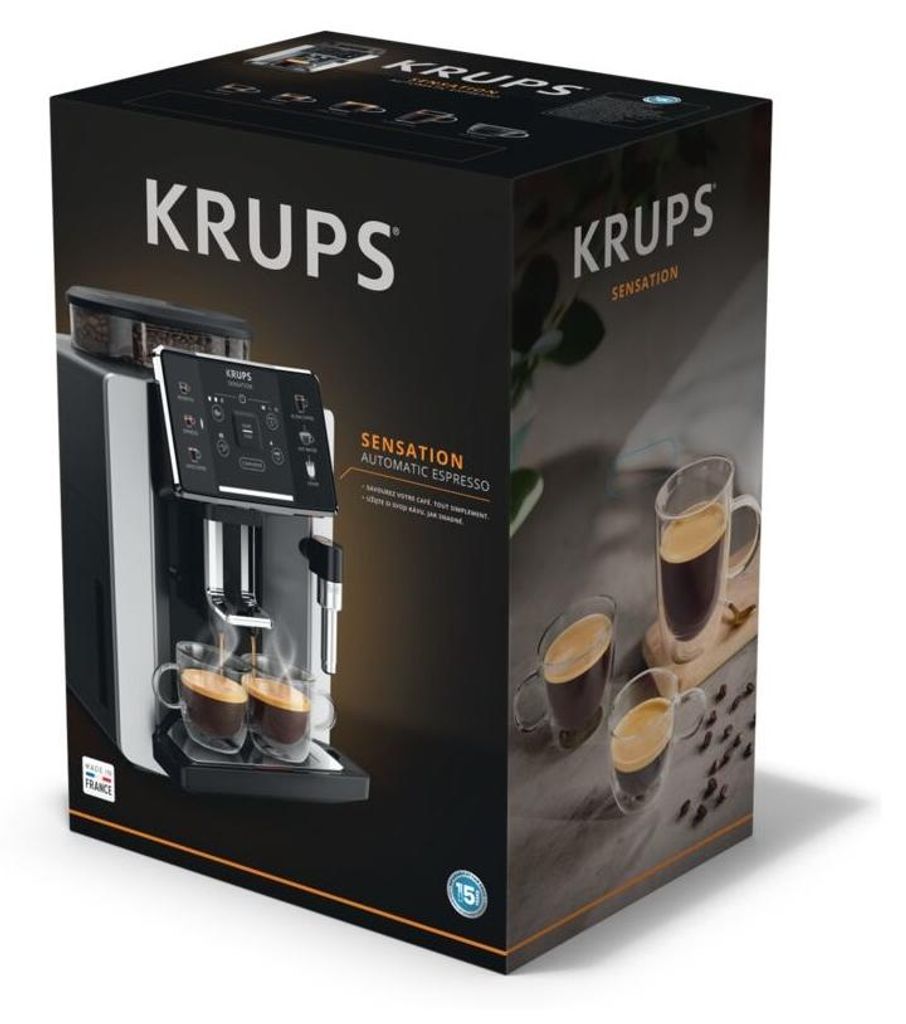 Krups Sensation C90 EA910E, Espressomaschine, 1,7 l, Kaffeebohnen, Eingebautes Mahlwerk, 1450 W, Aluminium, Schwarz
