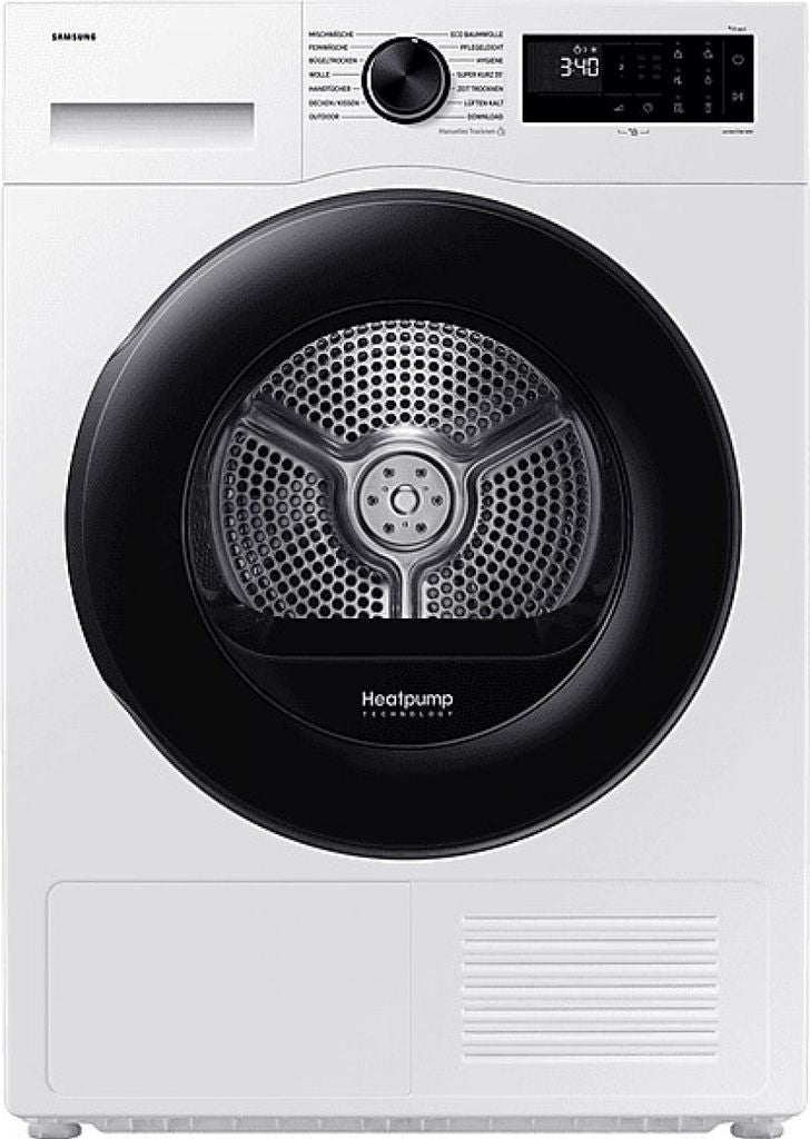 Samsung 9 kg Trockner DV5000D mit Optimal Dry, , Freistehend, Frontlader, Wärmepumpe, Weiß, Drehregler, Rechts