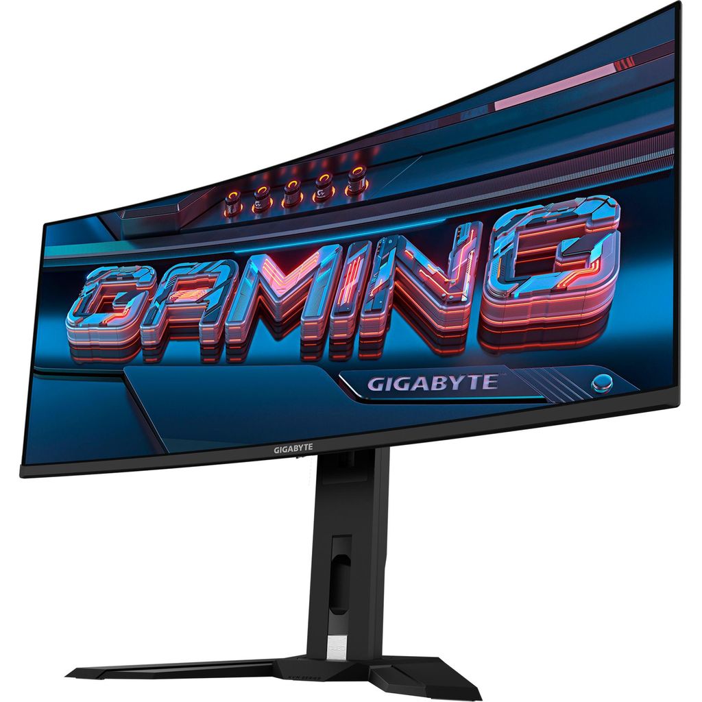 Gigabyte OLED WQHD Curved Gaming Monitor MO34WQC2 - 34 Zoll, 3440 x 1440, 240Hz, 0,03ms, KVM, 250 cd/m², FreeSync Premium Pro, DisplayHDR True Black 400, HDMI 2.1, Displayport 1.4, 86,4 cm (34"), 3440 x 1440 Pixel, Wide Quad HD, OLED, 0,03 ms, Schwarz