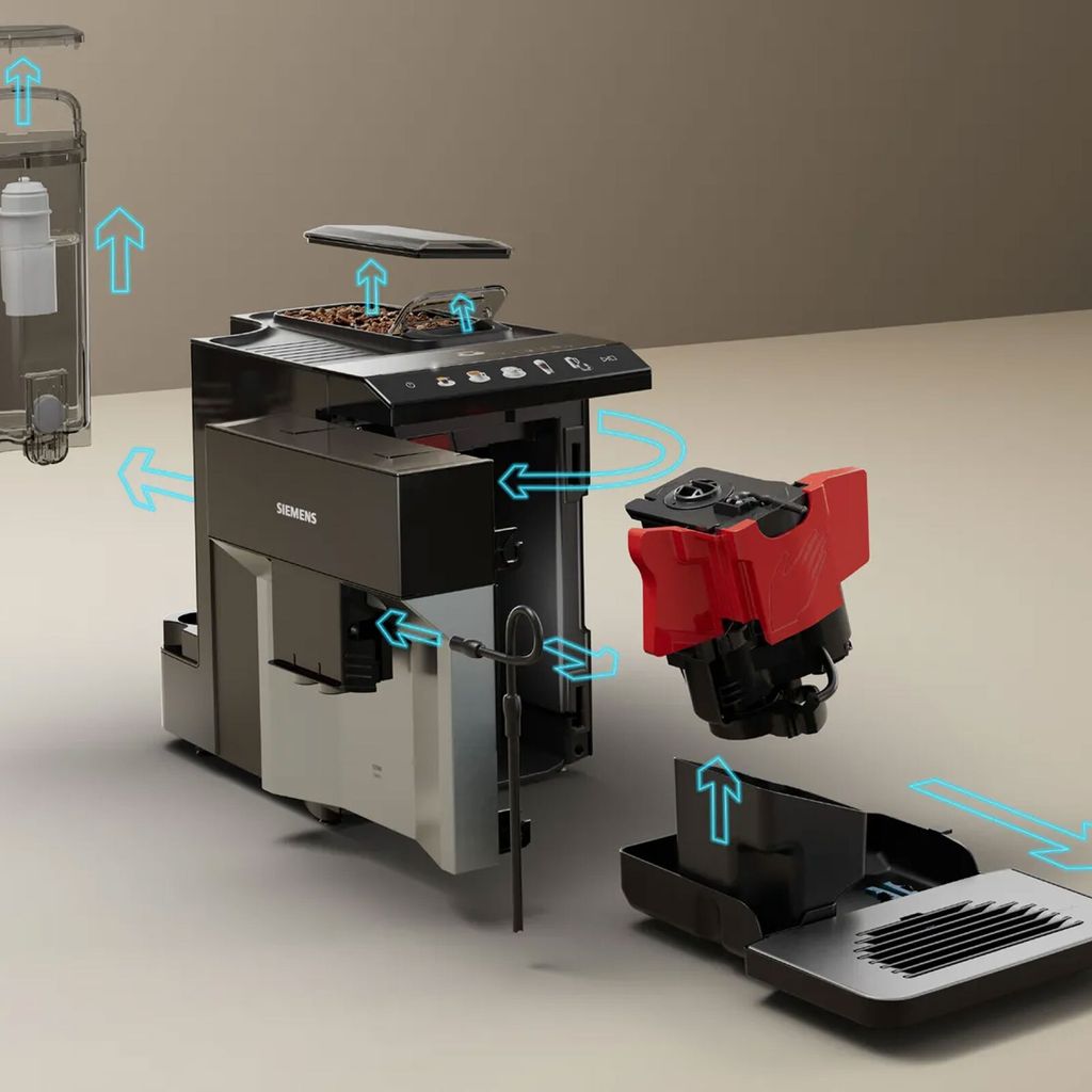 Siemens TP511D01, Espressomaschine, 1,9 l, Kaffeebohnen, Eingebautes Mahlwerk, 1500 W, Metallisch, Silber