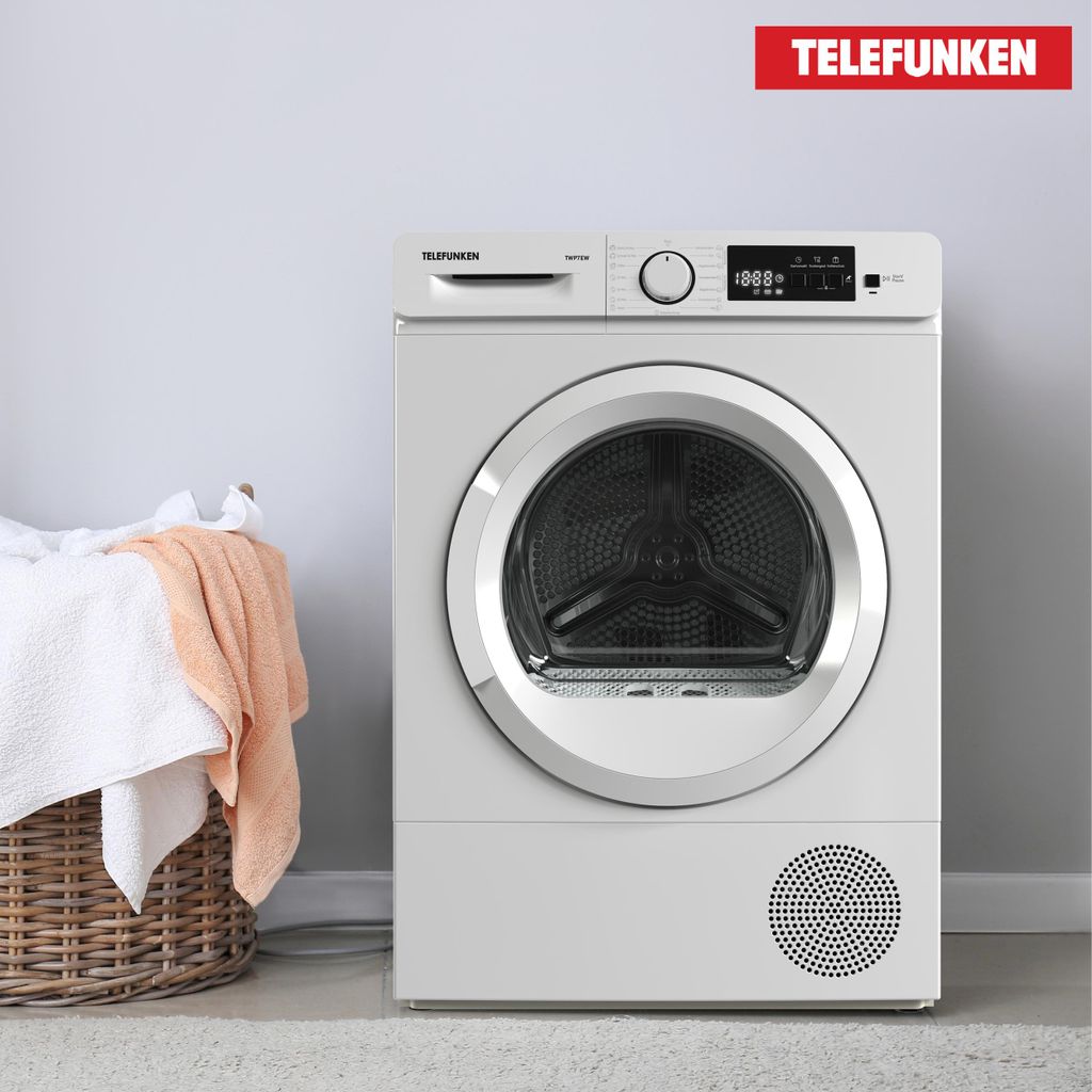 TELEFUNKEN Wärmepumpentrockner für 7 kg Wäsche, Trockner Frontlader, Wäschetrockner mit Knitterschutz, leise, TWP7EW