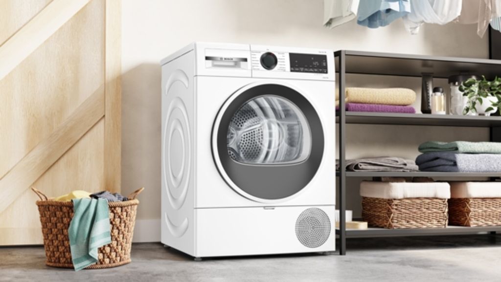 Bosch Serie 6 WQG241001, Freistehend, Frontlader, Wärmepumpe, Weiß, Drehregler, Rechts