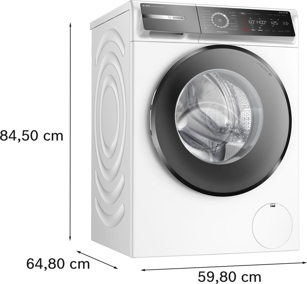 Bosch Serie 8 WGB244040, Frontlader, 9 kg, B, 69 dB, 1400 RPM, A