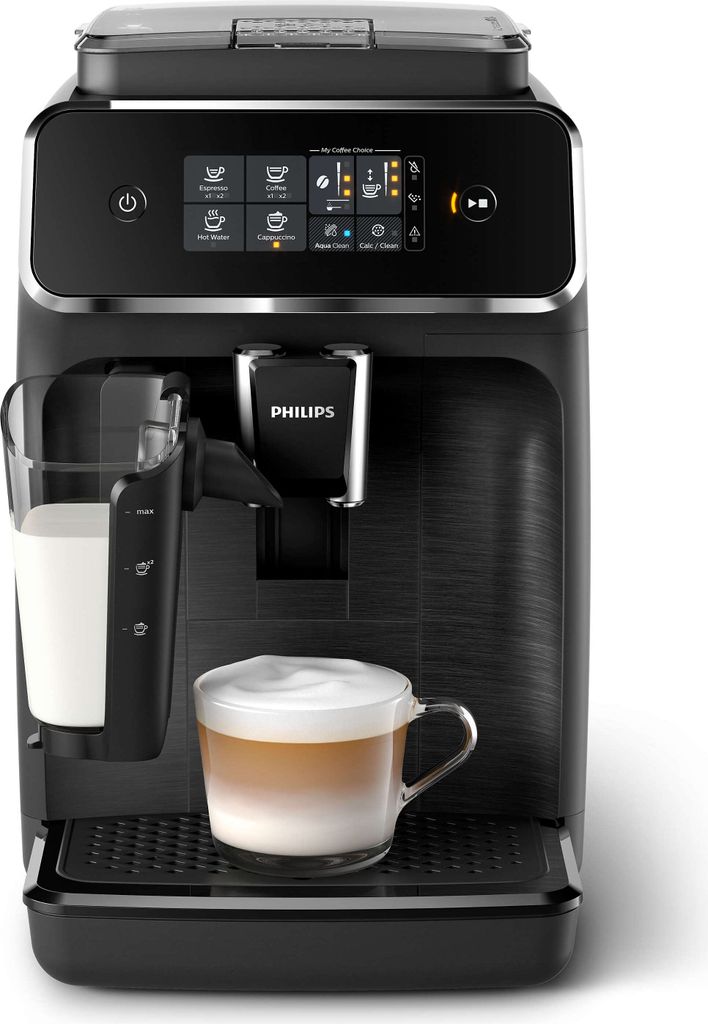 Philips Kaffeevollautomat 2200 Series, 3 Kaffeespezialitäten, LatteGo Milchsystem, Touchdisplay, Schwarz (EP2230/10)