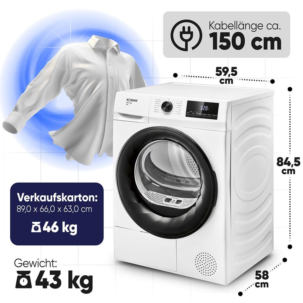 Bomann Wärmepumpentrockner 8kg - WPT 7154