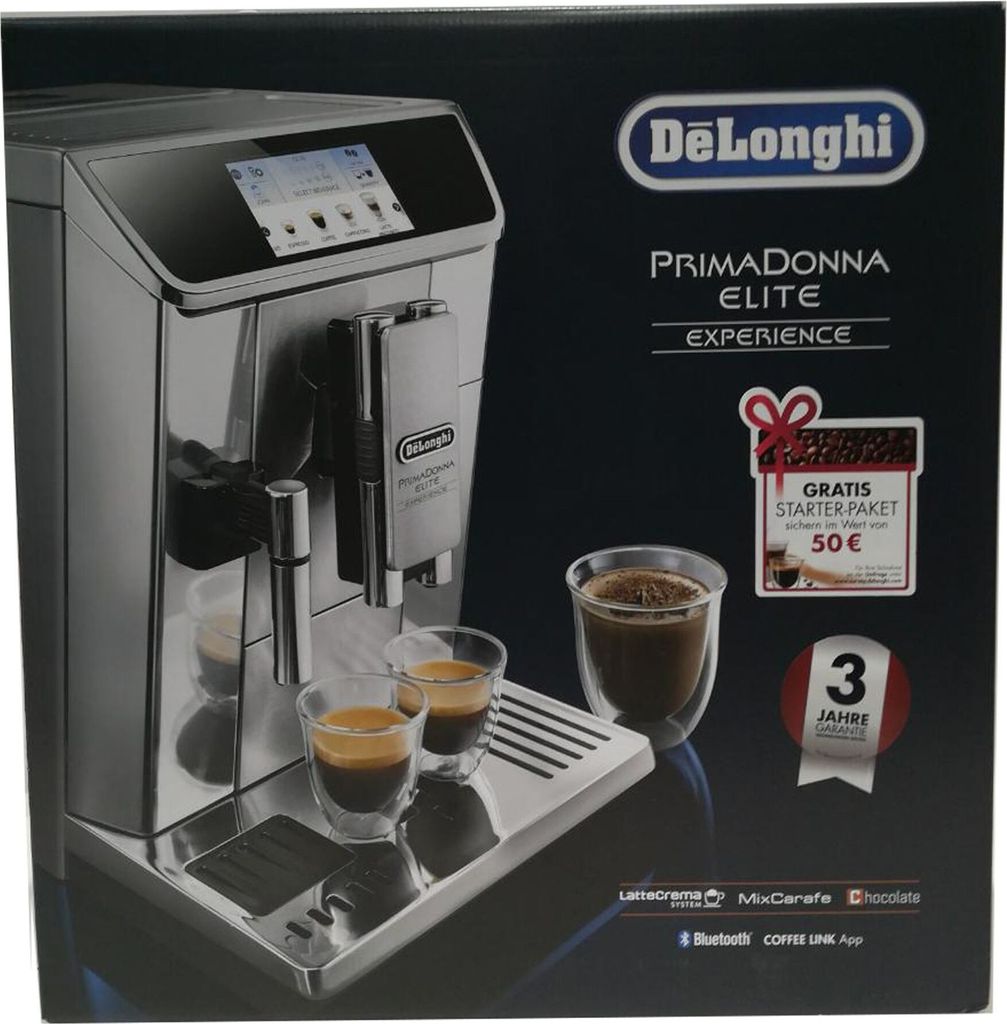 De'Longhi Delonghi ECAM 656.85.MS Vollautomatische Espressomaschine, Edelstahlgehäuse, Touchscreen, Zeitschaltuhr, Integriertes Mahlwerk, Milchaufschäumer, Wasserfilter