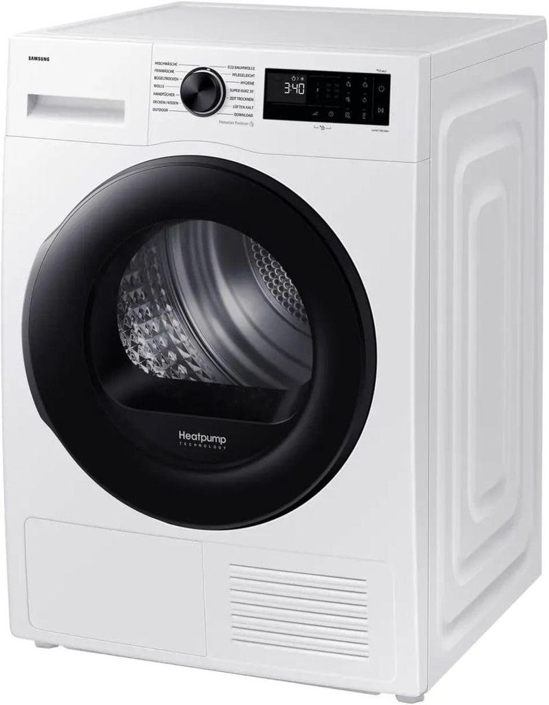 Samsung 9 kg Trockner DV5000D mit Optimal Dry, , Freistehend, Frontlader, Wärmepumpe, Weiß, Drehregler, Glastür