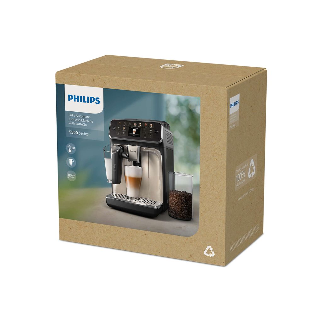 Philips 5500 series Series 5500 EP5543/90 Kaffeevollautomat, Espressomaschine, 1,8 l, Kaffeebohnen, Eingebautes Mahlwerk, 1500 W, Weiß