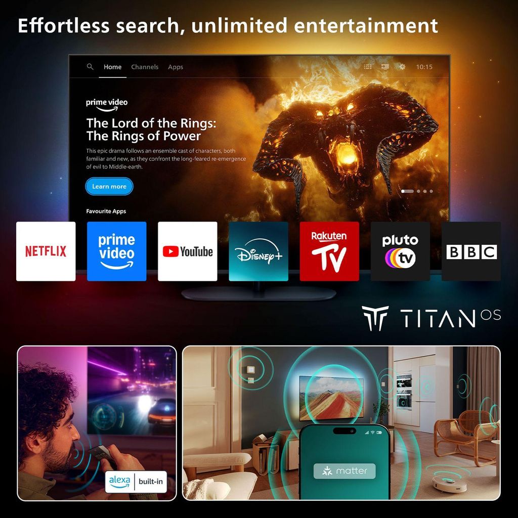 Philips 55OLED76012, 139,7 cm (55"), 3840 x 2160 Pixel, OLED, Smart - TV, WLAN, Schwarz