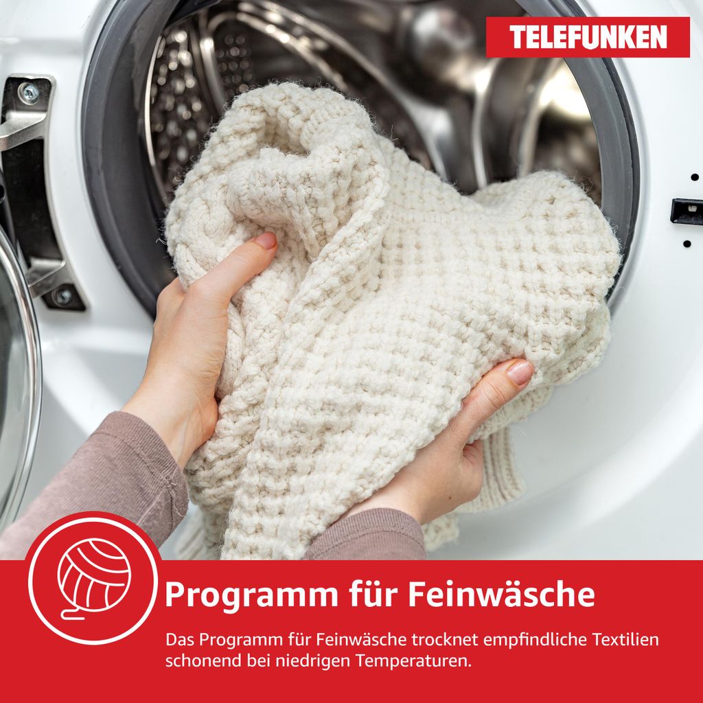 TELEFUNKEN Wärmepumpentrockner für 7 kg Wäsche, Trockner Frontlader, Wäschetrockner mit Knitterschutz, leise, TWP7EW