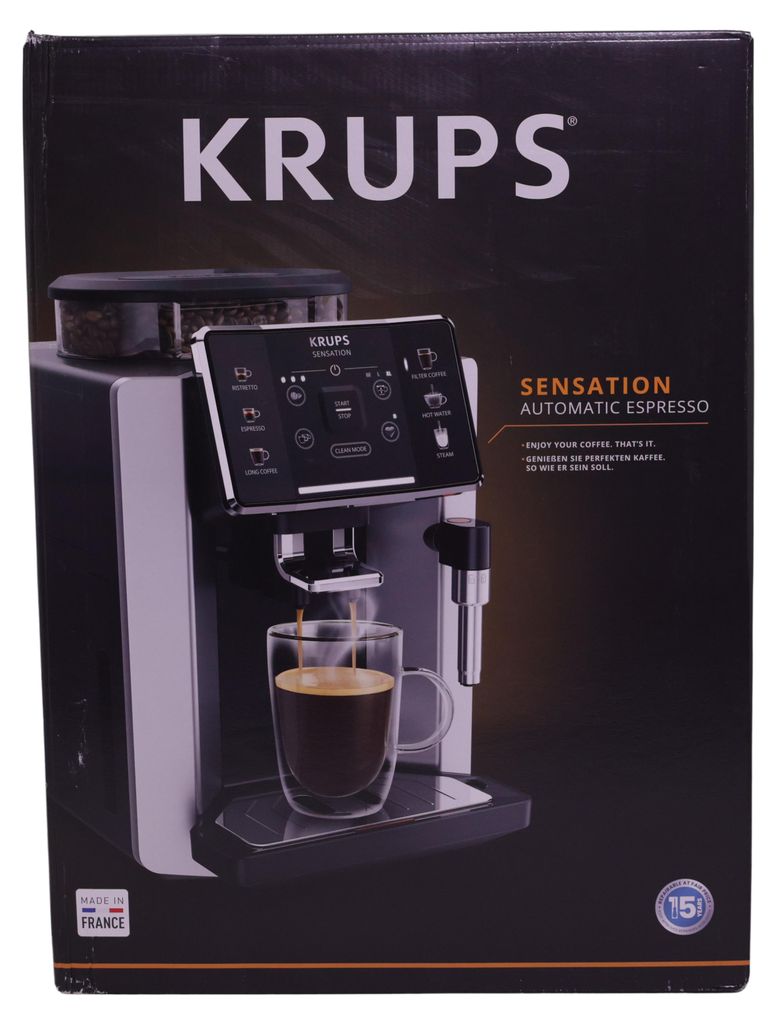 Krups Sensation C90 EA910E, Espressomaschine, 1,7 l, Kaffeebohnen, Eingebautes Mahlwerk, 1450 W, Aluminium, Schwarz