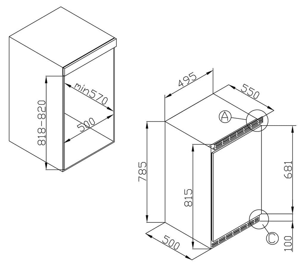 Amica - UVKSD 351 961 - Unterbau - Kühlschrank - Dekorfähig