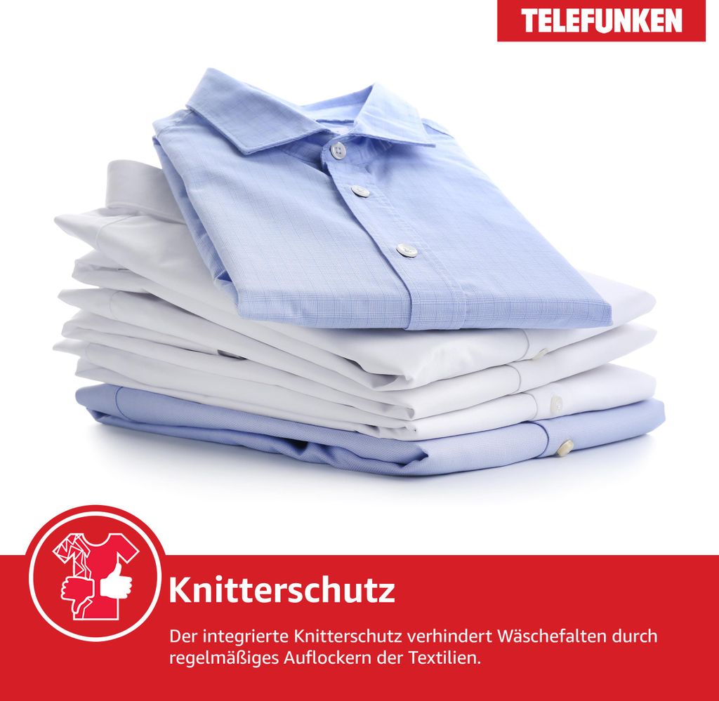 TELEFUNKEN Wärmepumpentrockner für 7 kg Wäsche, Trockner Frontlader, Wäschetrockner mit Knitterschutz, leise, TWP7EW