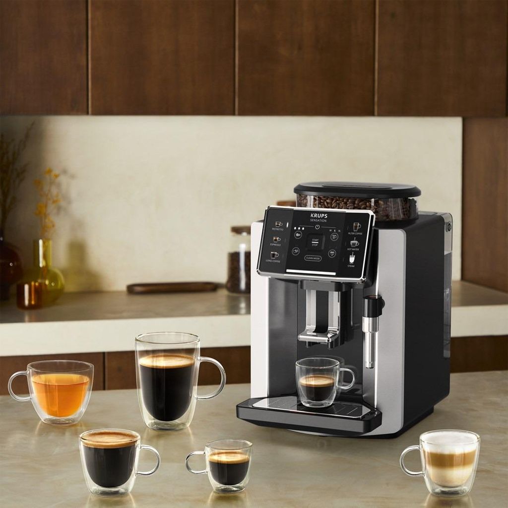 Krups Sensation C90 EA910E, Espressomaschine, 1,7 l, Kaffeebohnen, Eingebautes Mahlwerk, 1450 W, Aluminium, Schwarz