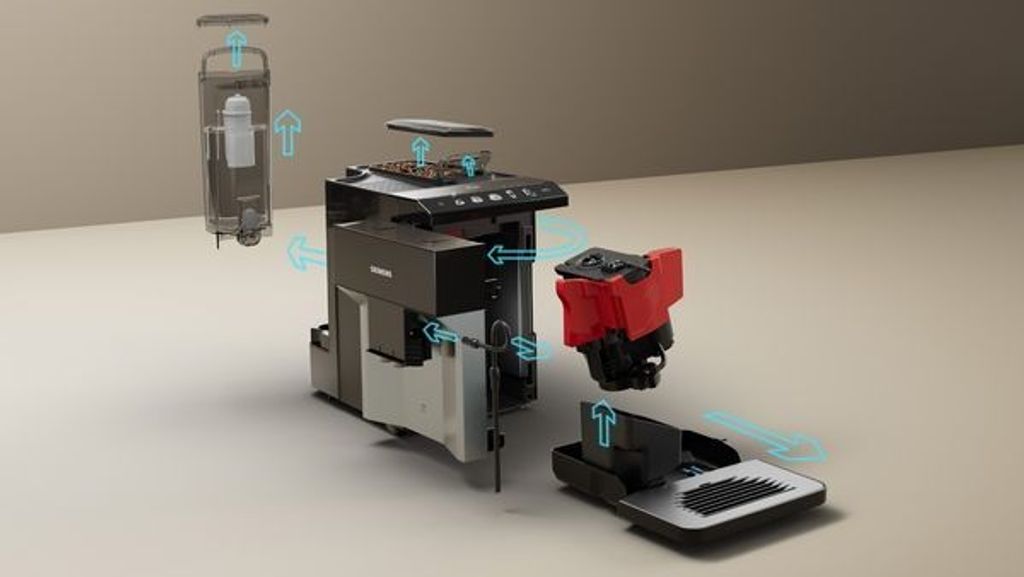 Siemens TP511D01, Espressomaschine, 1,9 l, Kaffeebohnen, Eingebautes Mahlwerk, 1500 W, Metallisch, Silber