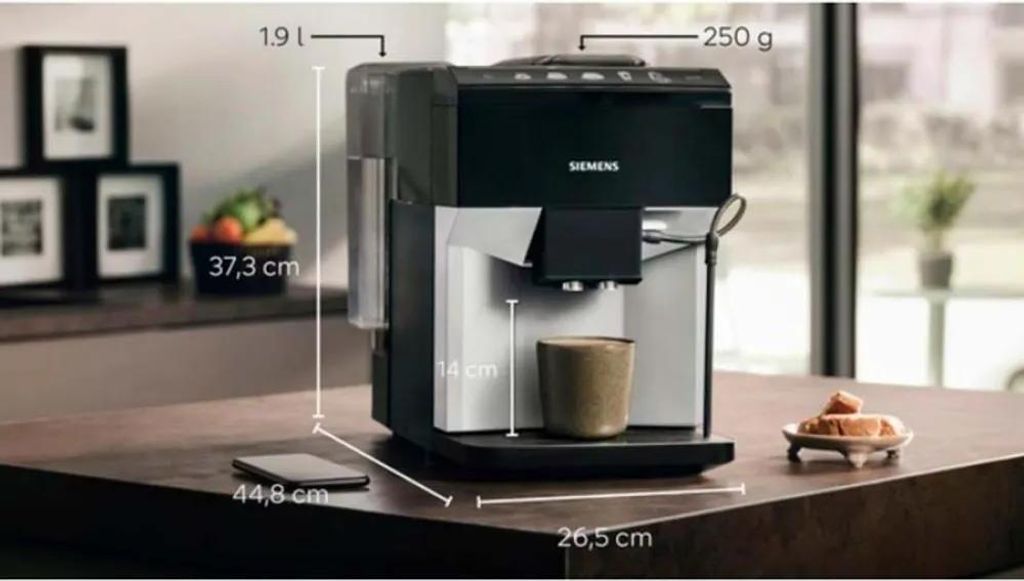 Siemens TP511D01, Espressomaschine, 1,9 l, Kaffeebohnen, Eingebautes Mahlwerk, 1500 W, Metallisch, Silber