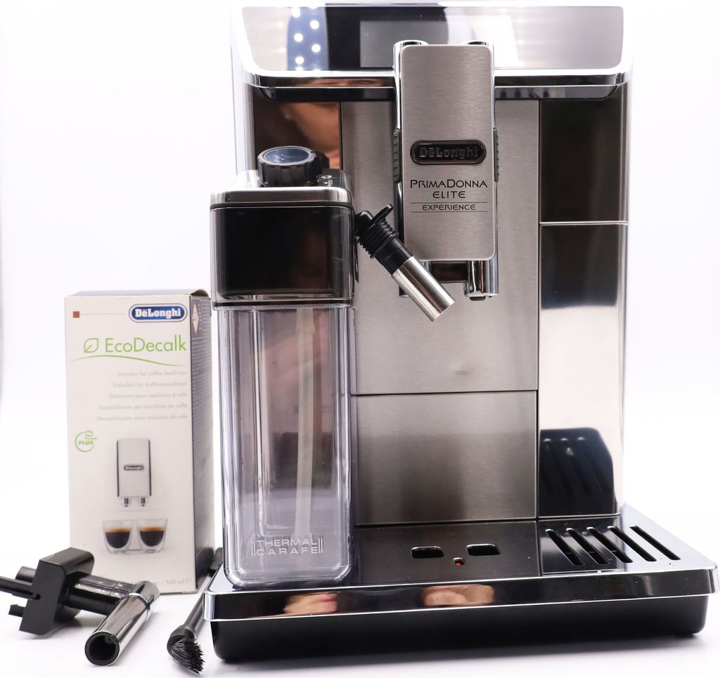 De'Longhi Delonghi ECAM 656.85.MS Vollautomatische Espressomaschine, Edelstahlgehäuse, Touchscreen, Zeitschaltuhr, Integriertes Mahlwerk, Milchaufschäumer, Wasserfilter