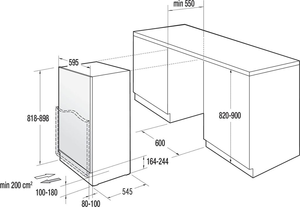 gorenje RBIU609EA1 Kühlschrank, Unterbau, 88er Nische, 121 l, Unterbau, E, 38 dB, SN - ST, 2 kg/24h