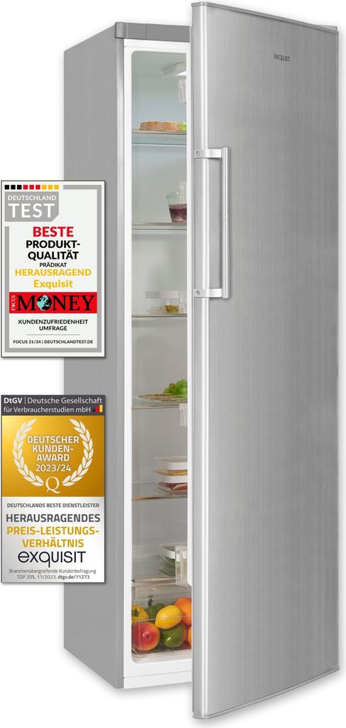 Exquisit Vollraumkühlschrank KS350 - V - H - 040D inoxlook
