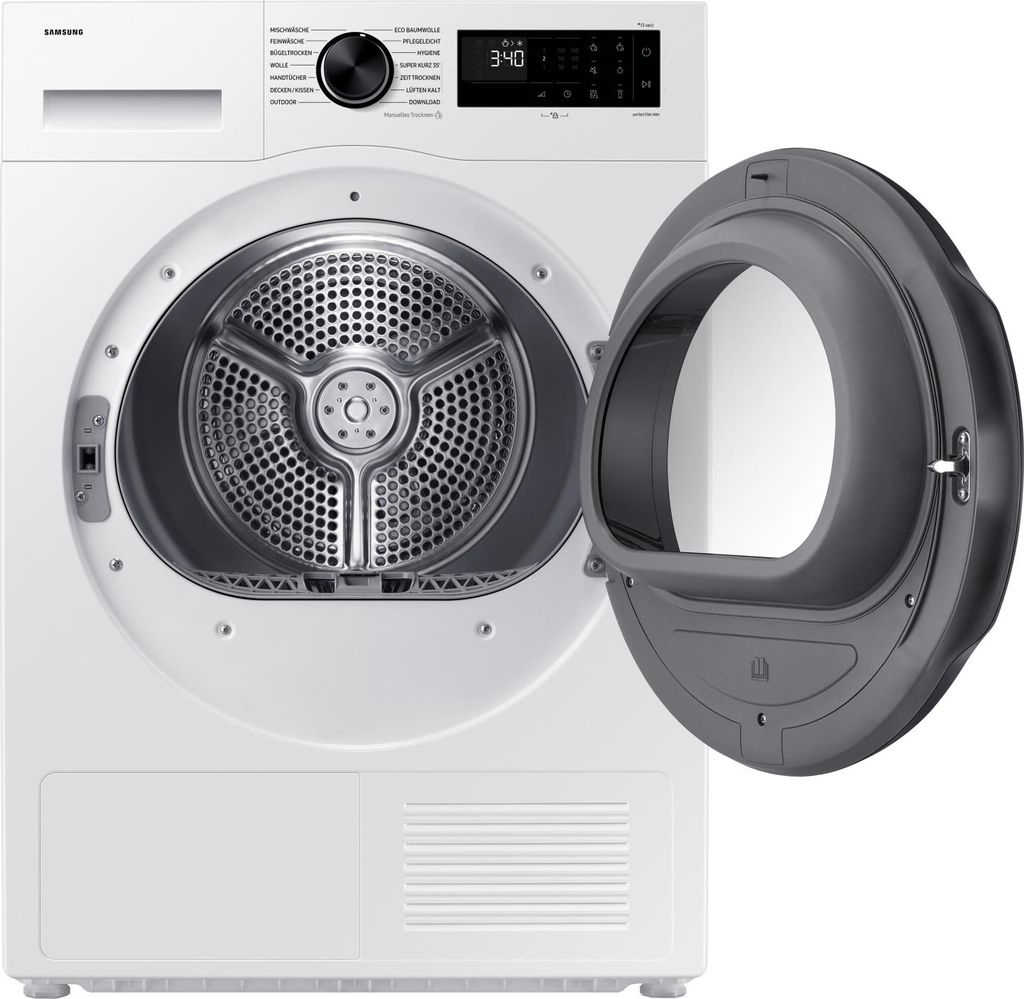 Samsung 9 kg Trockner DV5000D mit Optimal Dry, , Freistehend, Frontlader, Wärmepumpe, Weiß, Drehregler, Glastür
