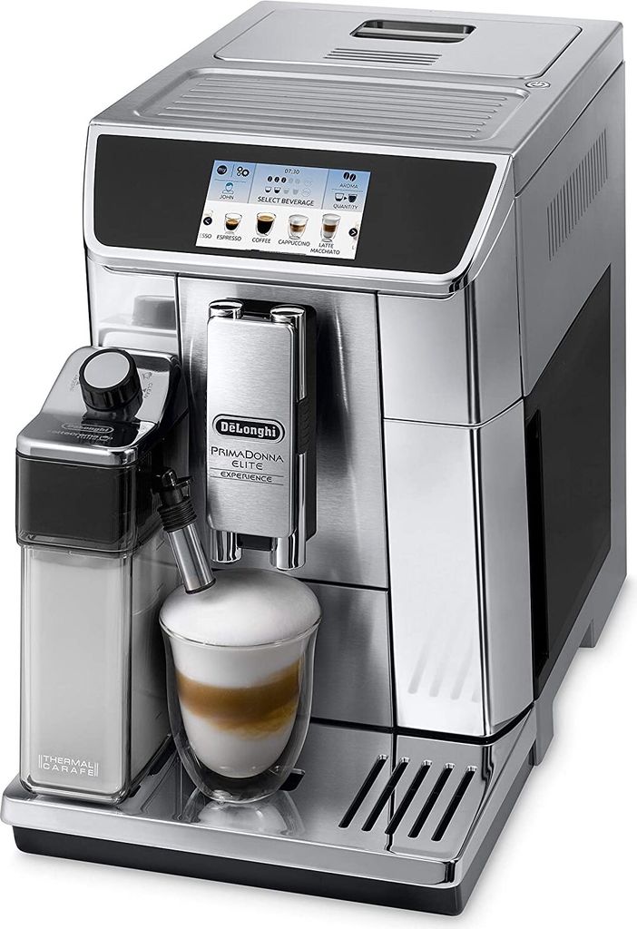 De'Longhi Delonghi ECAM 656.85.MS Vollautomatische Espressomaschine, Edelstahlgehäuse, Touchscreen, Zeitschaltuhr, Integriertes Mahlwerk, Milchaufschäumer, Wasserfilter