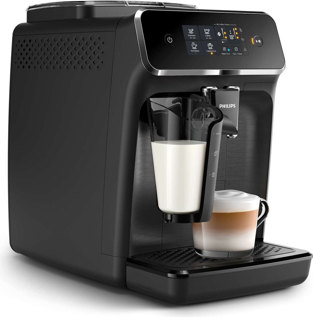 Philips Kaffeevollautomat 2200 Series, 3 Kaffeespezialitäten, LatteGo Milchsystem, Touchdisplay, Schwarz (EP2230/10)