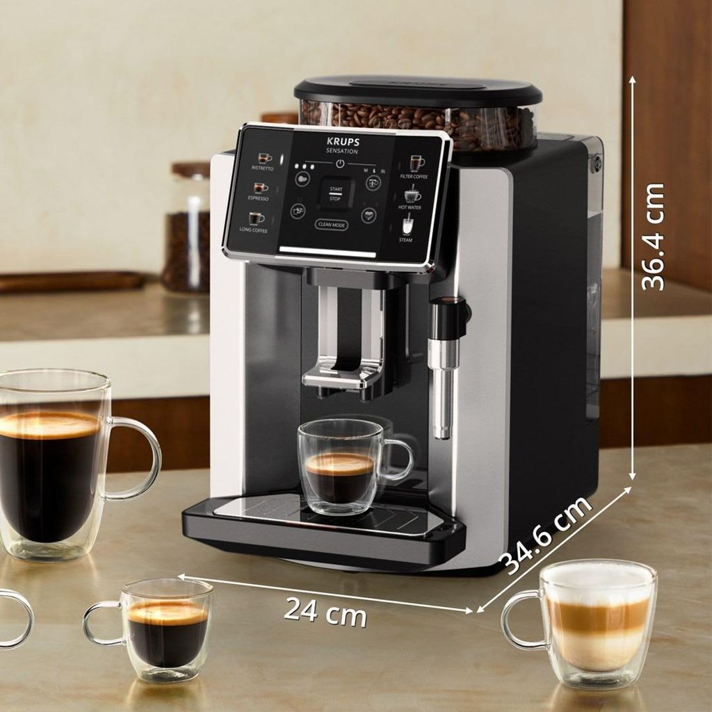 Krups Sensation C90 EA910E, Espressomaschine, 1,7 l, Kaffeebohnen, Eingebautes Mahlwerk, 1450 W, Aluminium, Schwarz