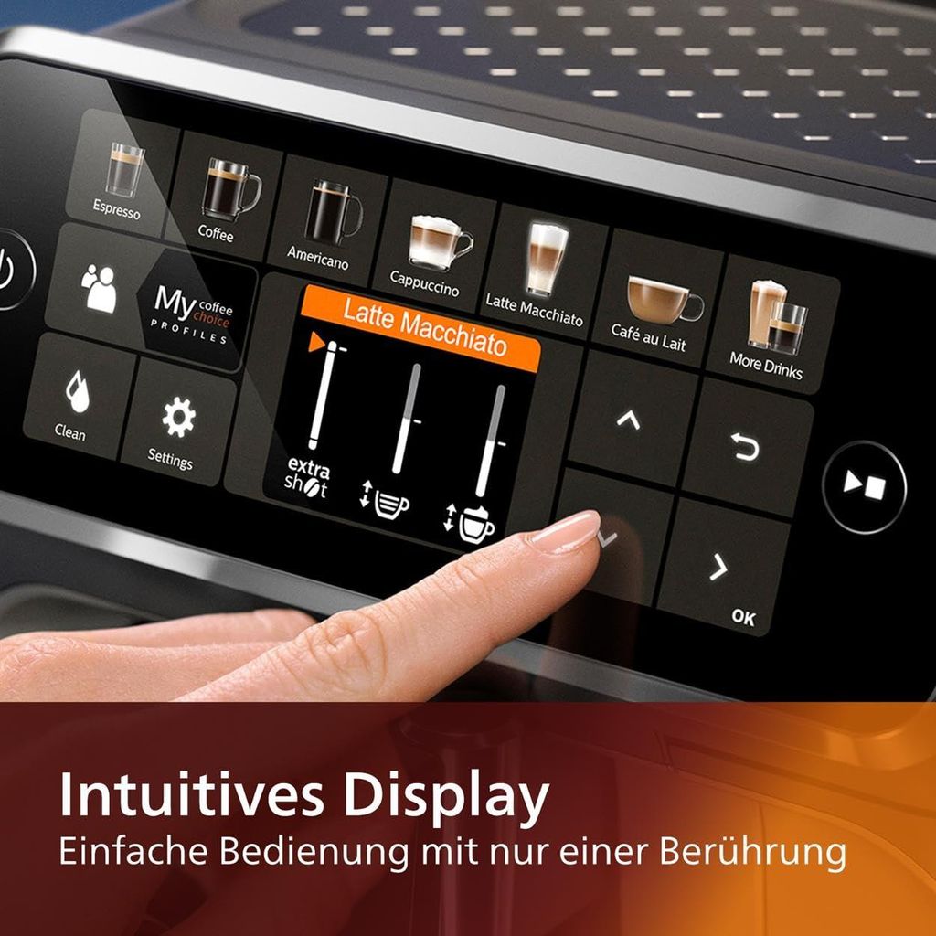 Philips 5400 Series EP5447/90 Kaffeevollautomaten, Espressomaschine, 1,8 l, Kaffeebohnen, Eingebautes Mahlwerk, 1500 W, Schwarz, Chrom