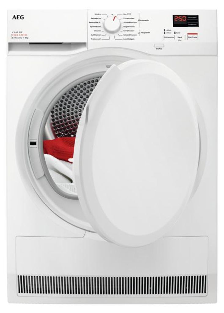AEG Series 7000 TR7C40588, Freistehend, Frontlader, Wärmepumpe, Weiß, Tasten, Rechts