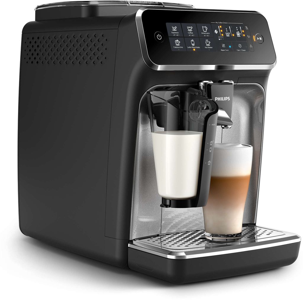 Philips Kaffeevollautomat 3200 Series, 5 Kaffeespezialitäten, LatteGo Milchsystem, Touchdisplay, Schwarz (EP3246/70)