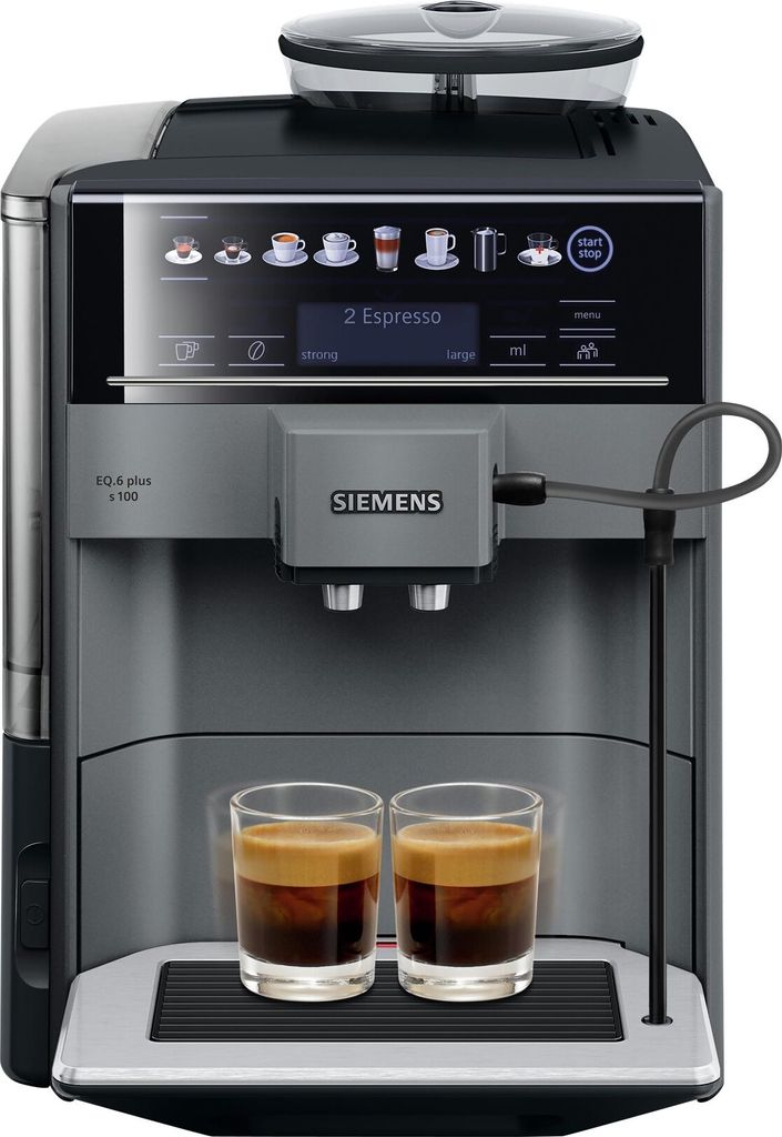 Siemens EQ.6 plus TE651209RW, Espressomaschine, 1,7 l, Kaffeebohnen, Gemahlener Kaffee, Eingebautes Mahlwerk, 1500 W, Schwarz, Titan