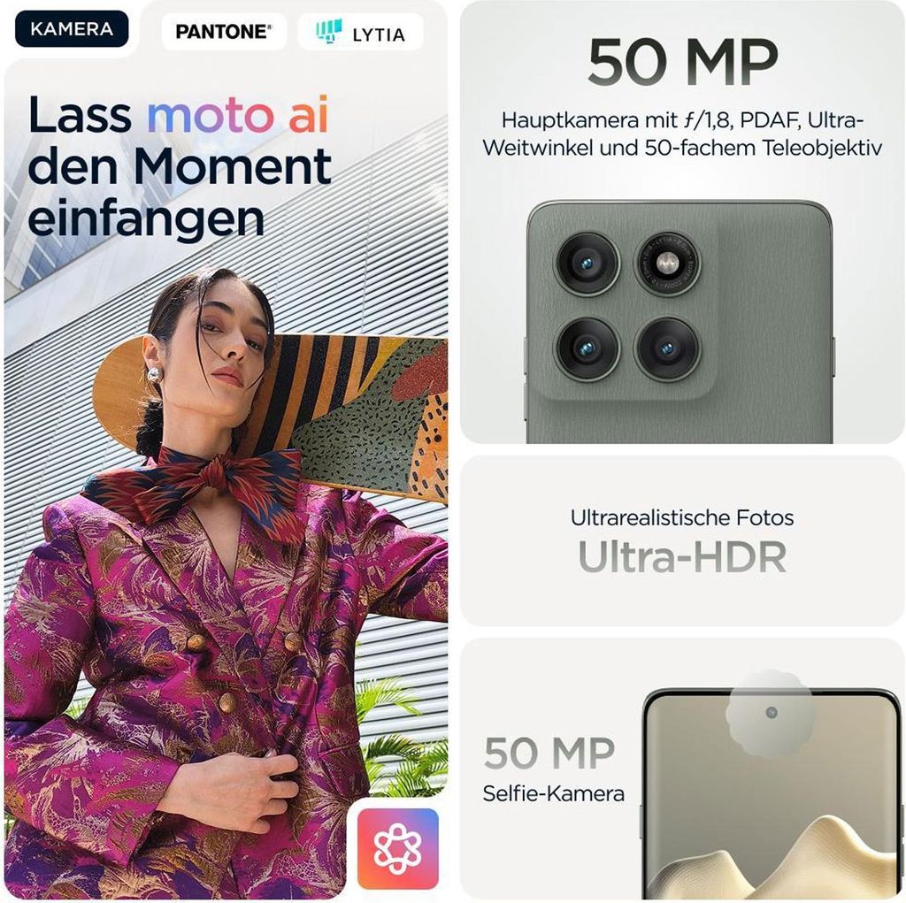Motorola edge 60 pro, 16,9 cm (6.67"), 12 GB, 512 GB, 50 MP, Android 15, Grau