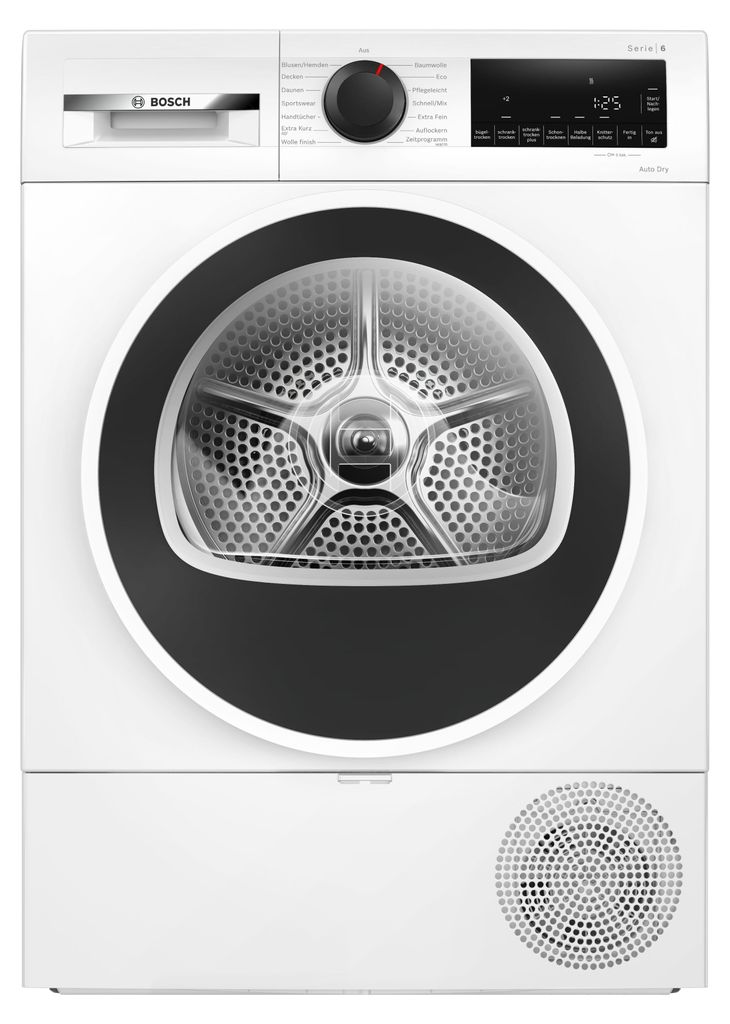 Bosch Serie 6 WQG241001, Freistehend, Frontlader, Wärmepumpe, Weiß, Drehregler, Rechts