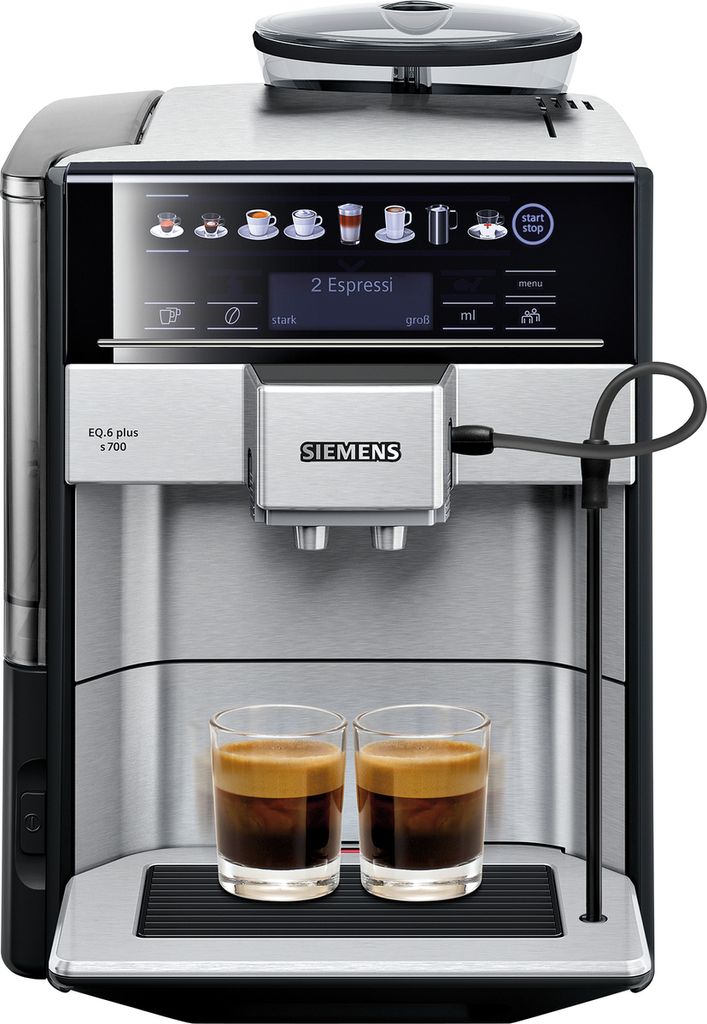 Siemens EQ.6 plus s700 - Espressomaschine - 1,7 l - Kaffeebohnen - Gemahlener Kaffee - Eingebautes Mahlwerk - 1500 W - Schwarz - Grau