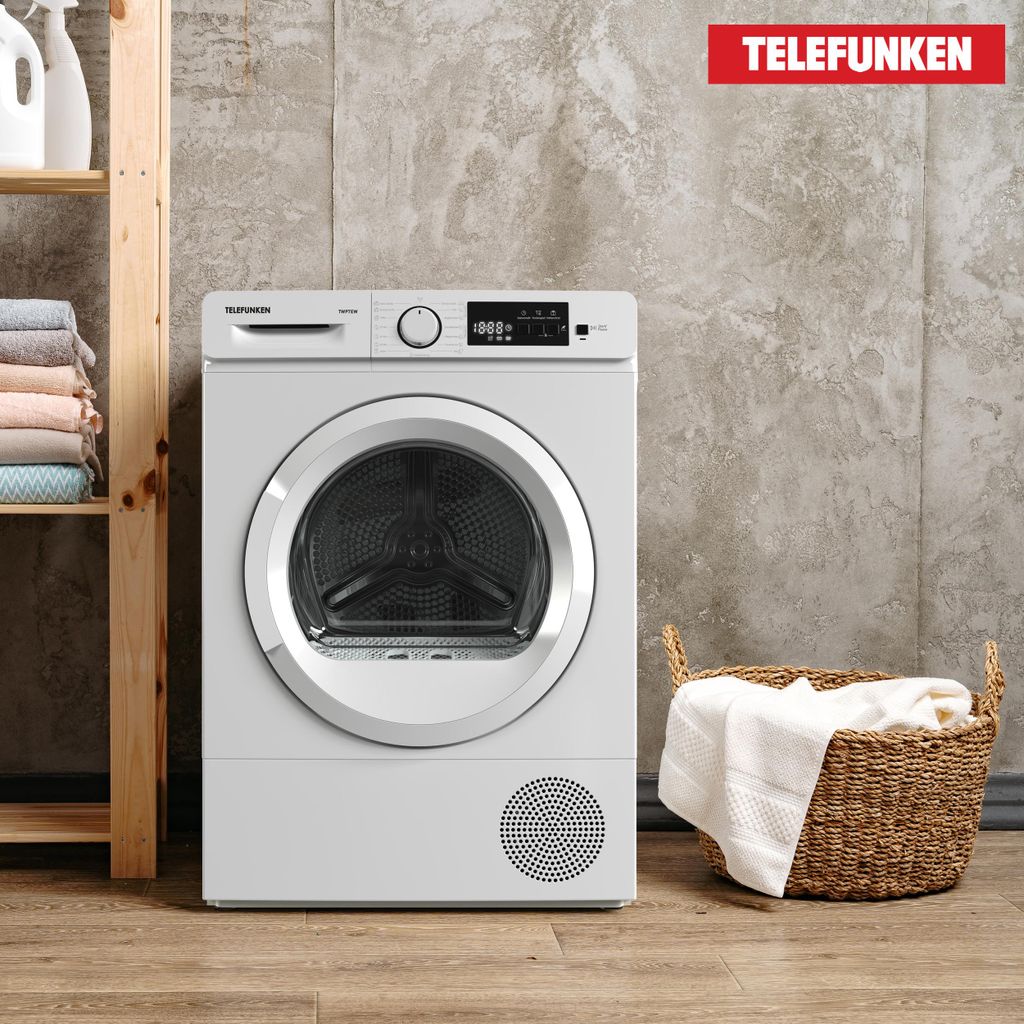 TELEFUNKEN Wärmepumpentrockner für 7 kg Wäsche, Trockner Frontlader, Wäschetrockner mit Knitterschutz, leise, TWP7EW