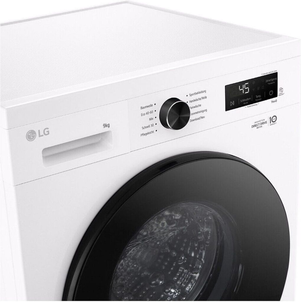 LG F4WB309Y, Frontlader, 9 kg, B, 75 dB, 1400 RPM, A