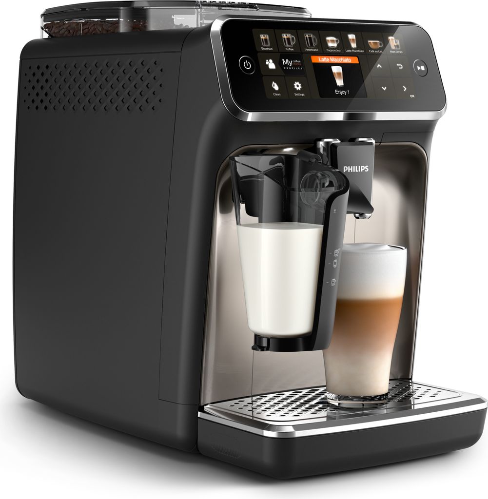Philips 5400 Series EP5447/90 Kaffeevollautomaten, Espressomaschine, 1,8 l, Kaffeebohnen, Eingebautes Mahlwerk, 1500 W, Schwarz, Chrom