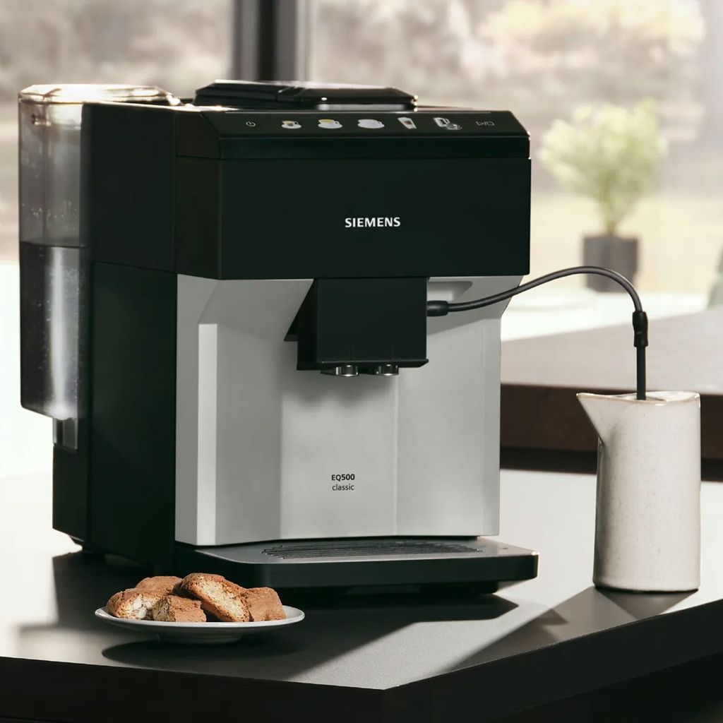 Siemens TP511D01, Espressomaschine, 1,9 l, Kaffeebohnen, Eingebautes Mahlwerk, 1500 W, Metallisch, Silber