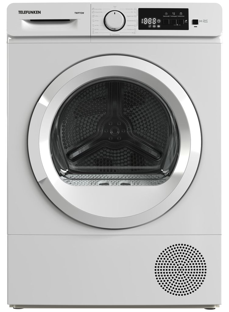 TELEFUNKEN Wärmepumpentrockner für 7 kg Wäsche, Trockner Frontlader, Wäschetrockner mit Knitterschutz, leise, TWP7EW