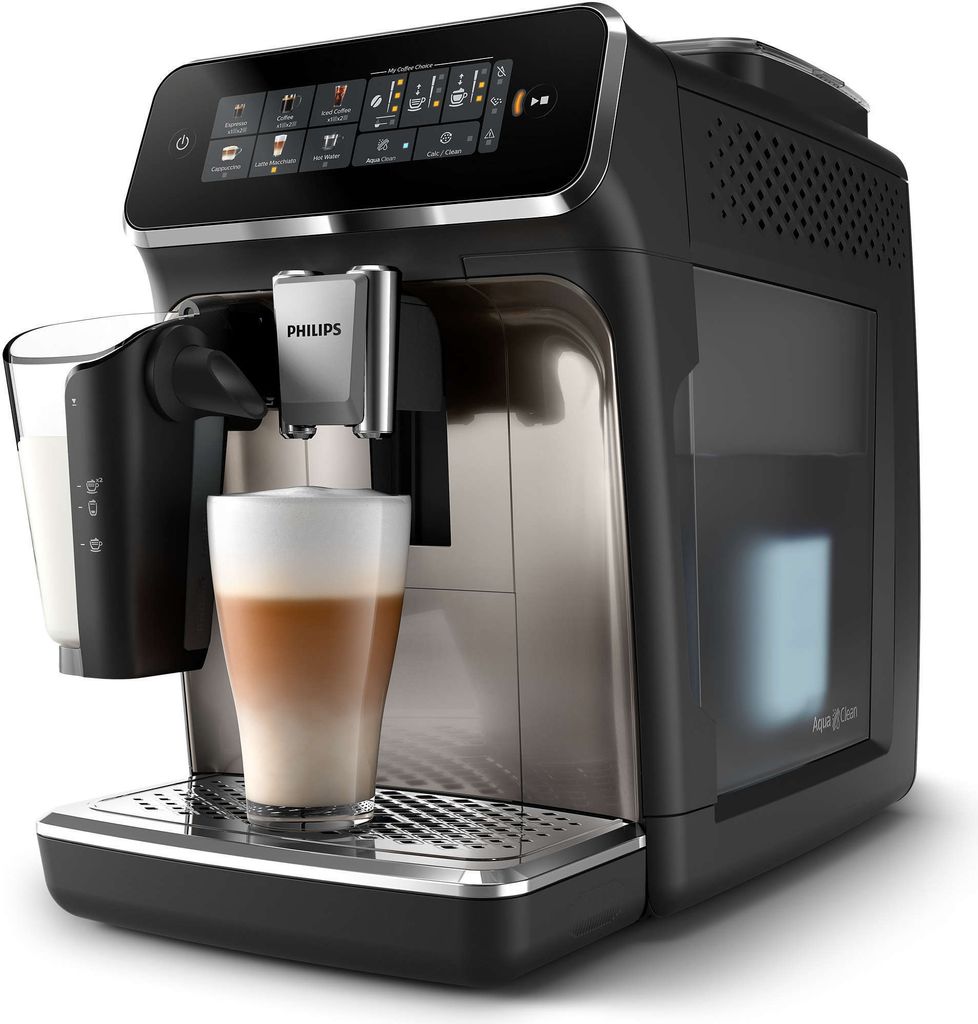 Philips Kaffeevollautomat Serie 3300, 5 Kaffeeeinstellungen, LatteGo - Milchsystem, Touch - Display, schwarz (EP3347/90)