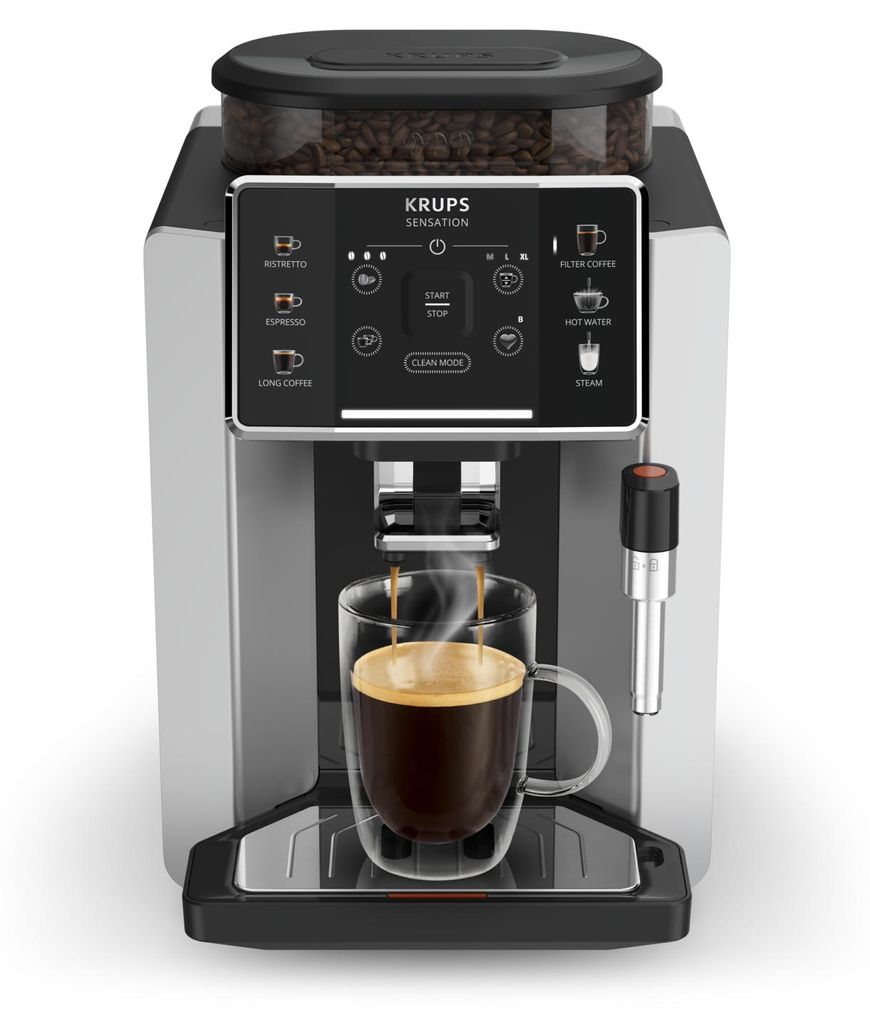 Krups Sensation C90 EA910E, Espressomaschine, 1,7 l, Kaffeebohnen, Eingebautes Mahlwerk, 1450 W, Aluminium, Schwarz