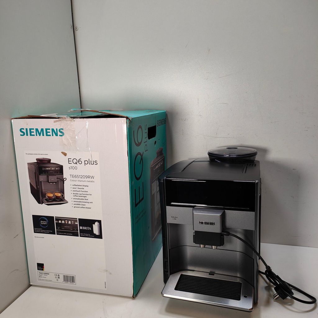 Siemens EQ.6 plus TE651209RW, Espressomaschine, 1,7 l, Kaffeebohnen, Gemahlener Kaffee, Eingebautes Mahlwerk, 1500 W, Schwarz, Titan