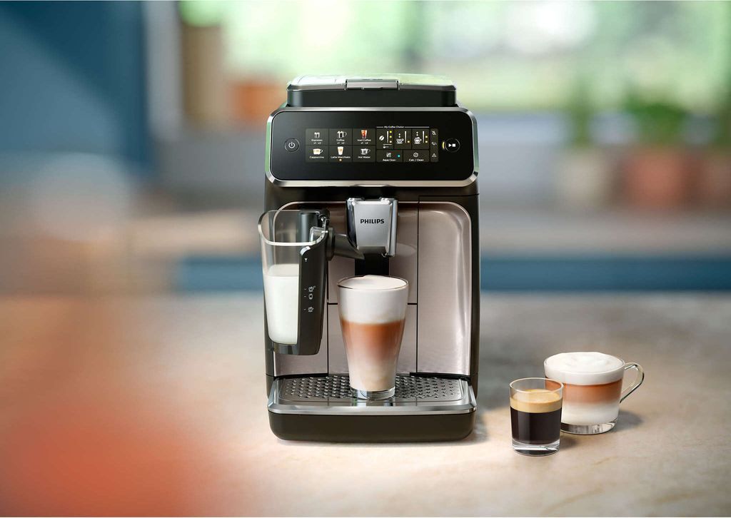 Philips Kaffeevollautomat Serie 3300, 5 Kaffeeeinstellungen, LatteGo - Milchsystem, Touch - Display, schwarz (EP3347/90)