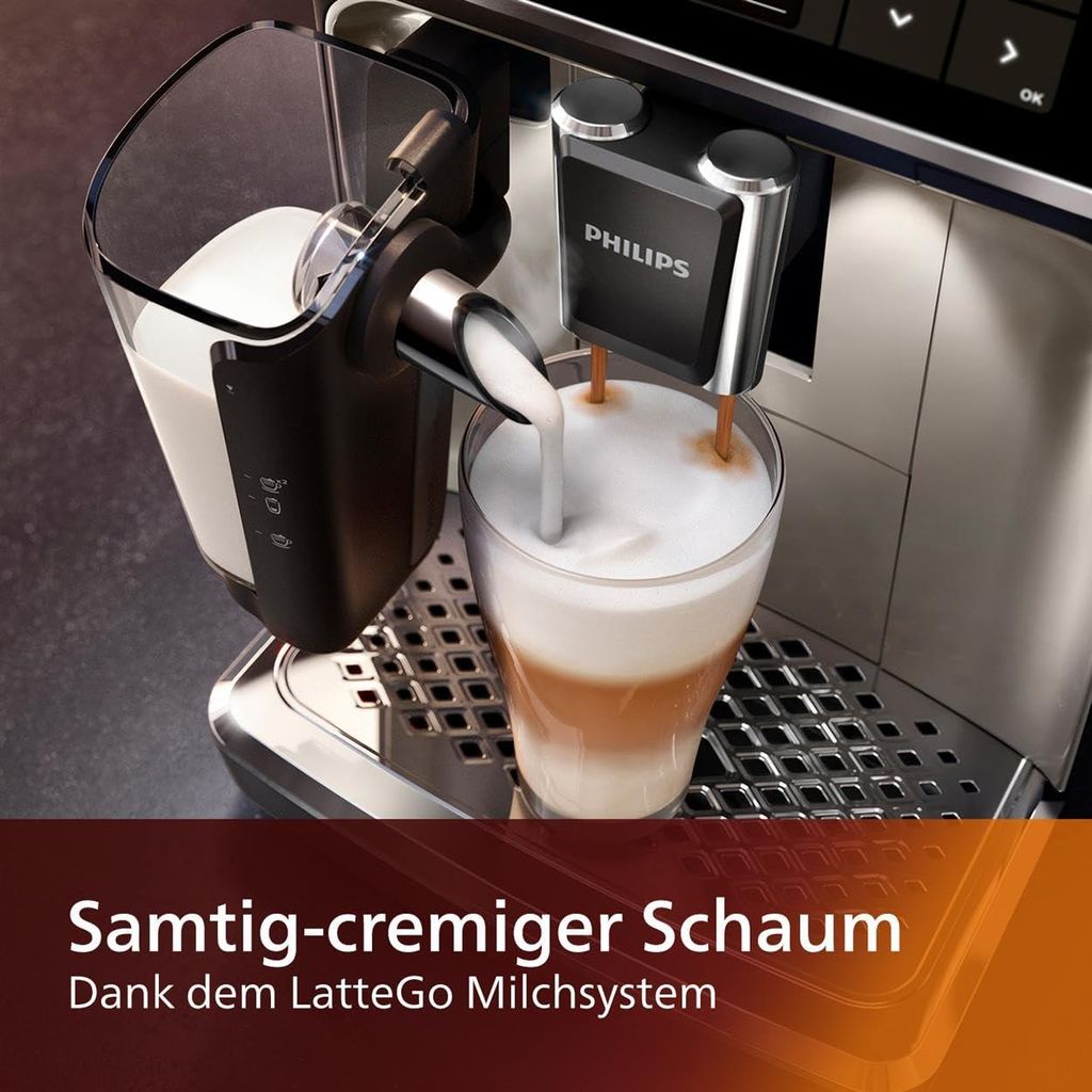 Philips 5400 Series EP5447/90 Kaffeevollautomaten, Espressomaschine, 1,8 l, Kaffeebohnen, Eingebautes Mahlwerk, 1500 W, Schwarz, Chrom