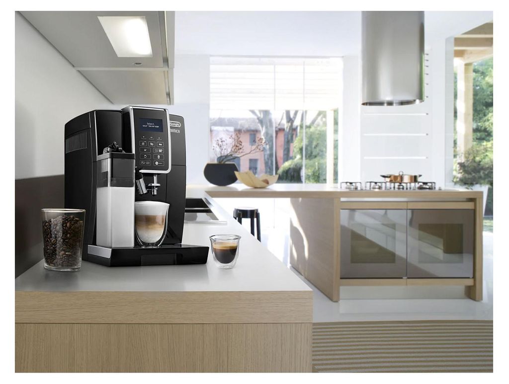 De'Longhi Delonghi ECAM 356.57.B/352.57.SB Dinamica Vollautomatische Espressomaschine, Kunststoffgehäuse, Integriertes Mahlwerk, Milchaufschäumer, Wasserfilter