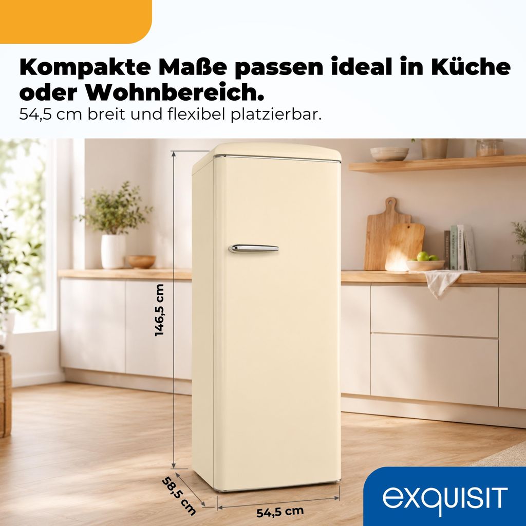 Exquisit Retro Vollraumkühlschrank 225 l - RKS325 - V - H - 160C
